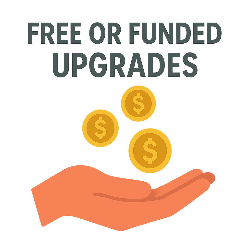 Free or Funded UpgradesIconImage Open hand with coins